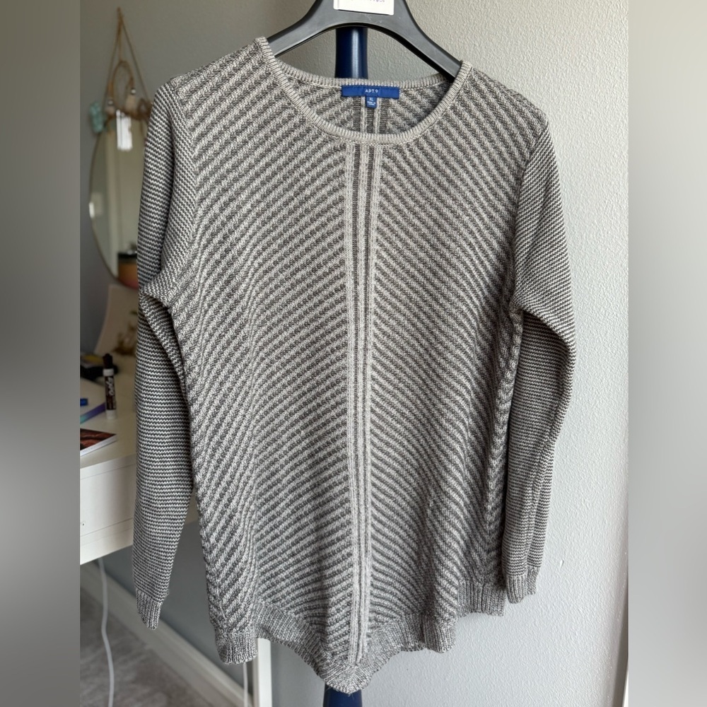 APT. 9 Women's Gray Chevron Knit Sweater, Size XL